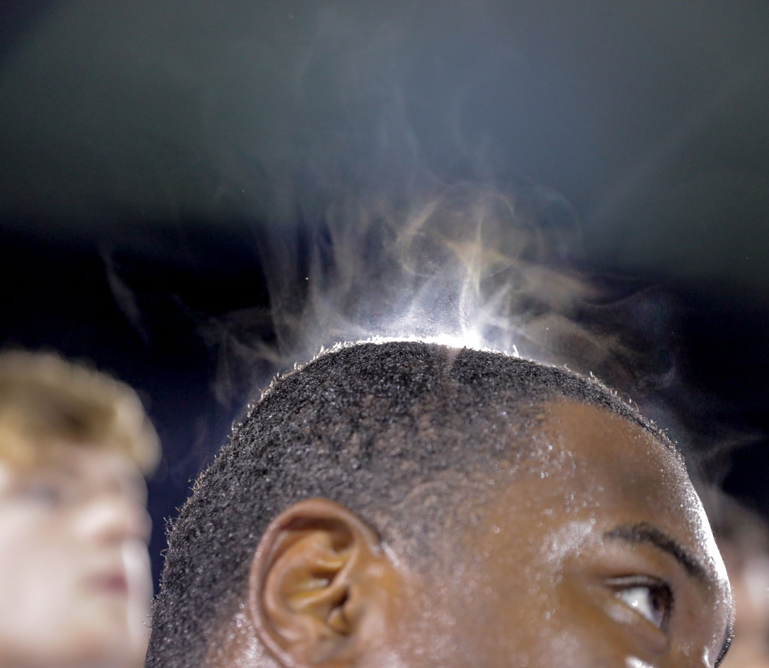 Steam rises from Battle Jaylon Perkins after the away game